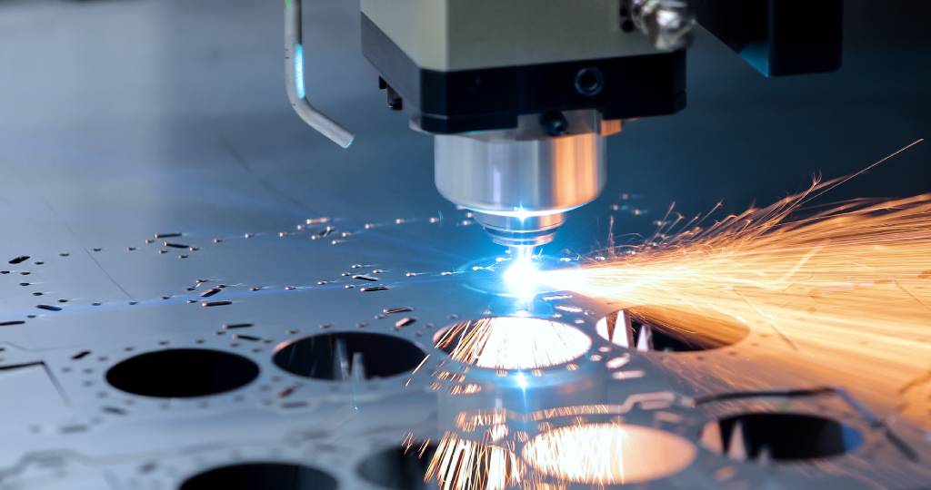 Closeup of CNC machine with sparks-1